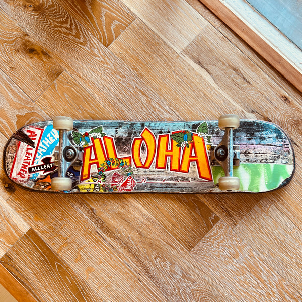 Original Leather Skateboard Art - ALOHA