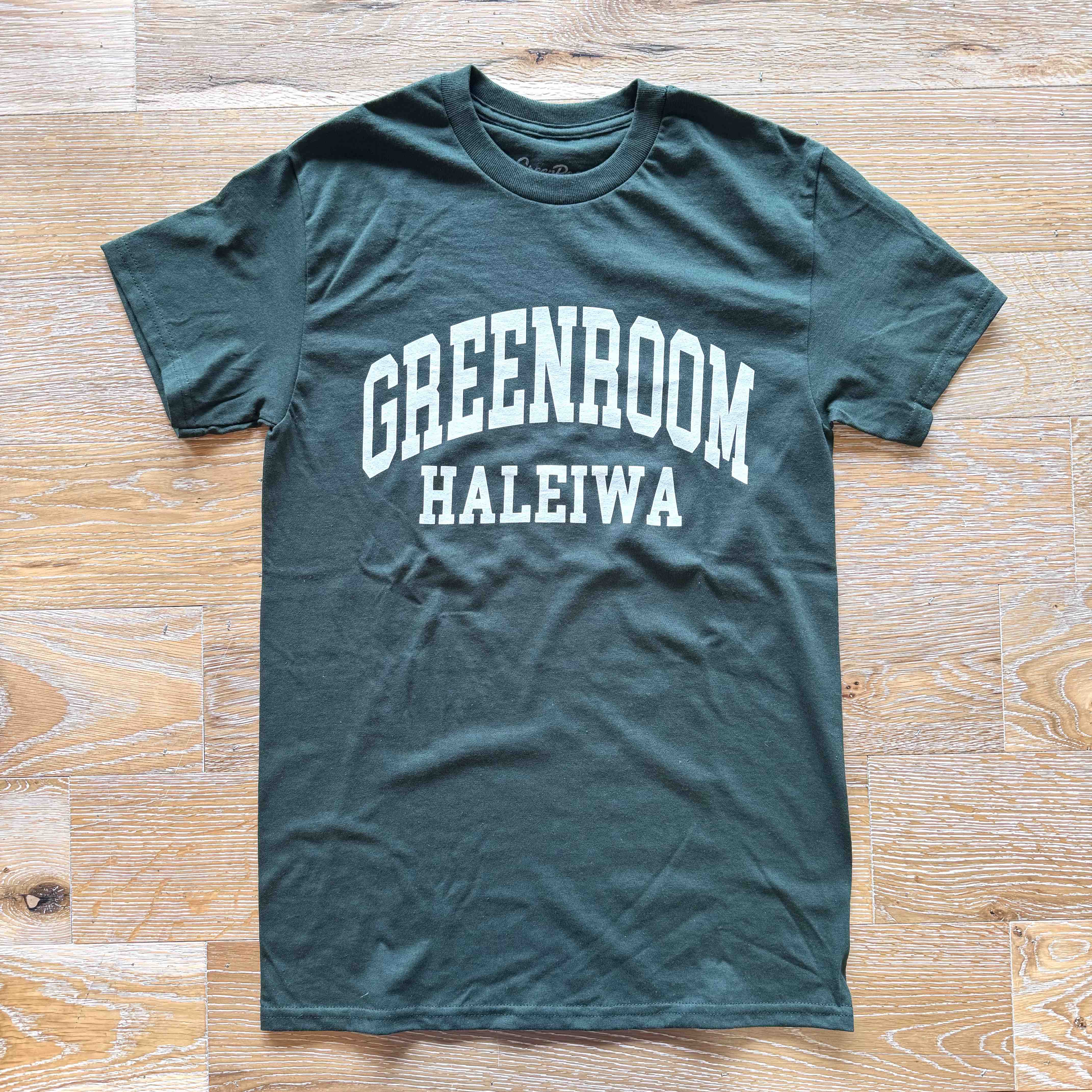 Greenroom College Font Green Tee