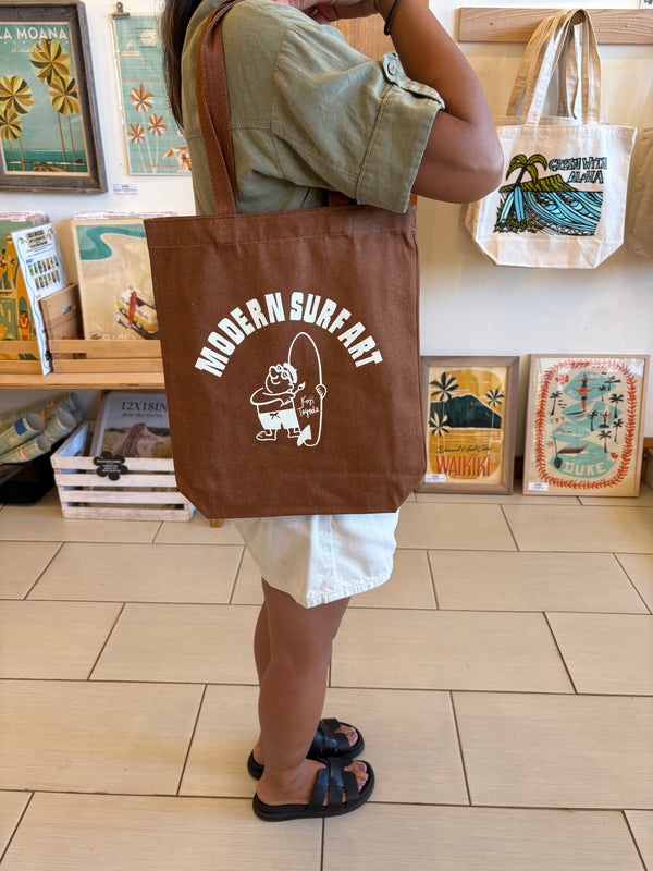 Greenroom x Koji Toyoda Modern Surf Art Brown Tote