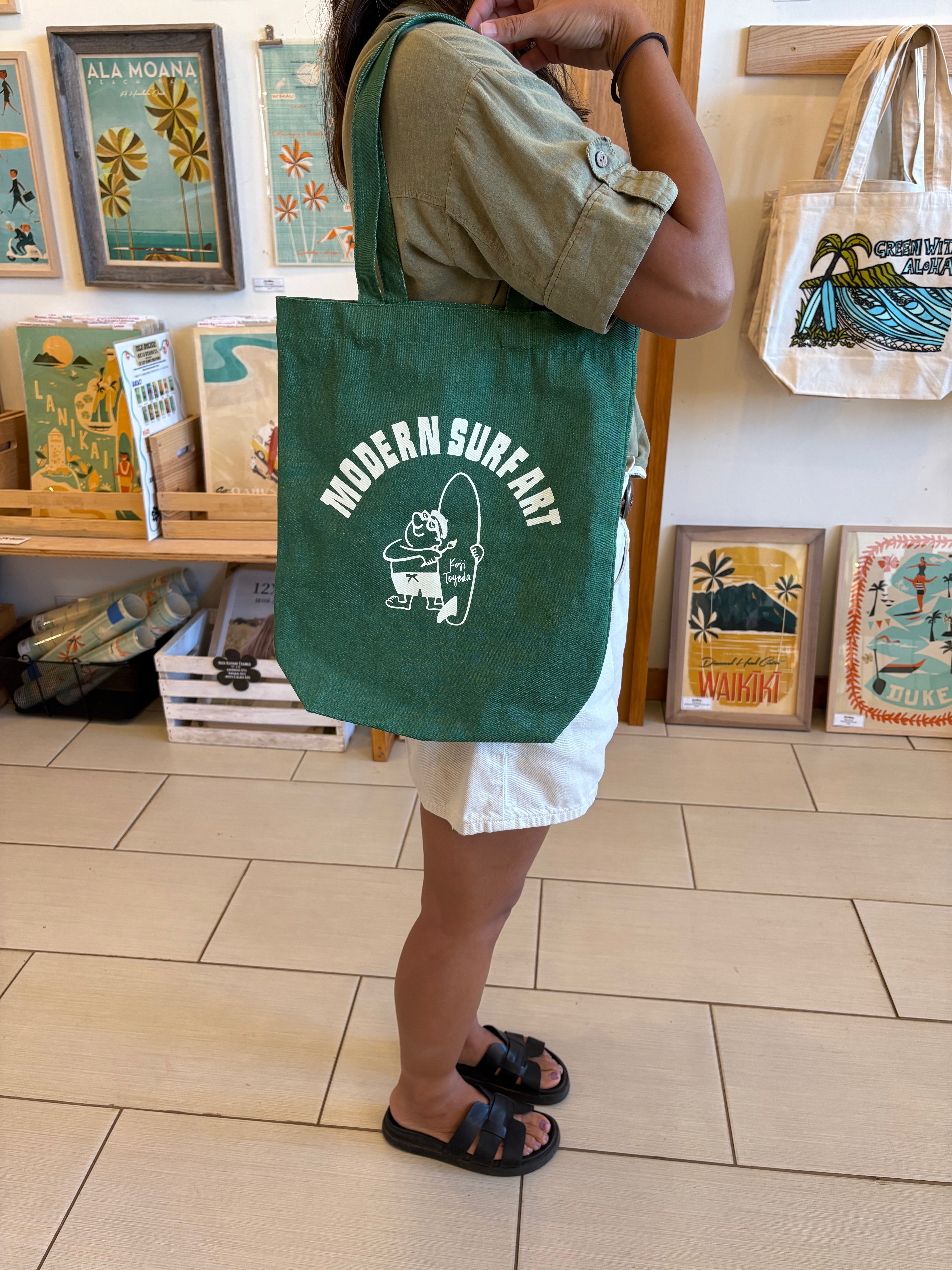 Greenroom x Koji Toyoda Modern Surf Art Green Tote