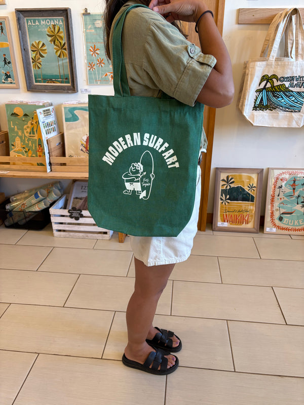Greenroom x Koji Toyoda Modern Surf Art Green Tote
