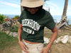 Greenroom College Font Green Tee