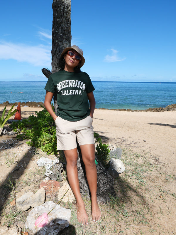 Greenroom College Font Green Tee