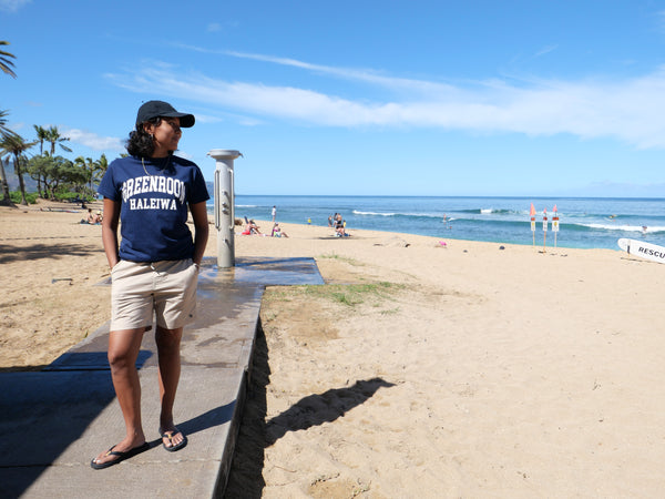 Greenroom College Font Navy Tee