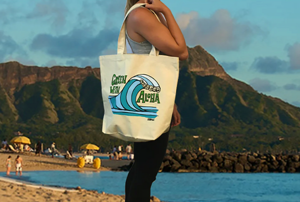 Green with Aloha Wave Tote Bag