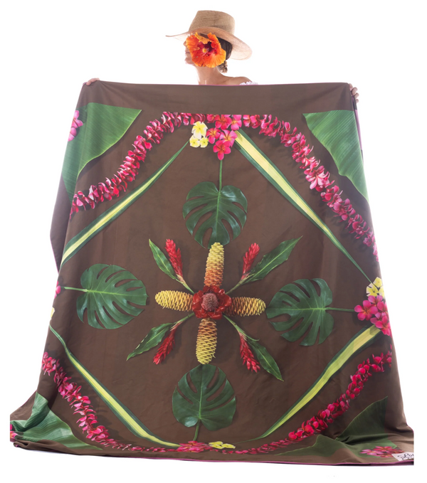 Lei With Me Large Beach Towel by Lola Pilar