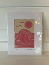 2024 Limited Edition Linocut Print 8x10 Wave