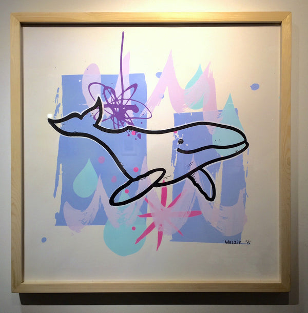 Purple Whale Framed Silkscreen