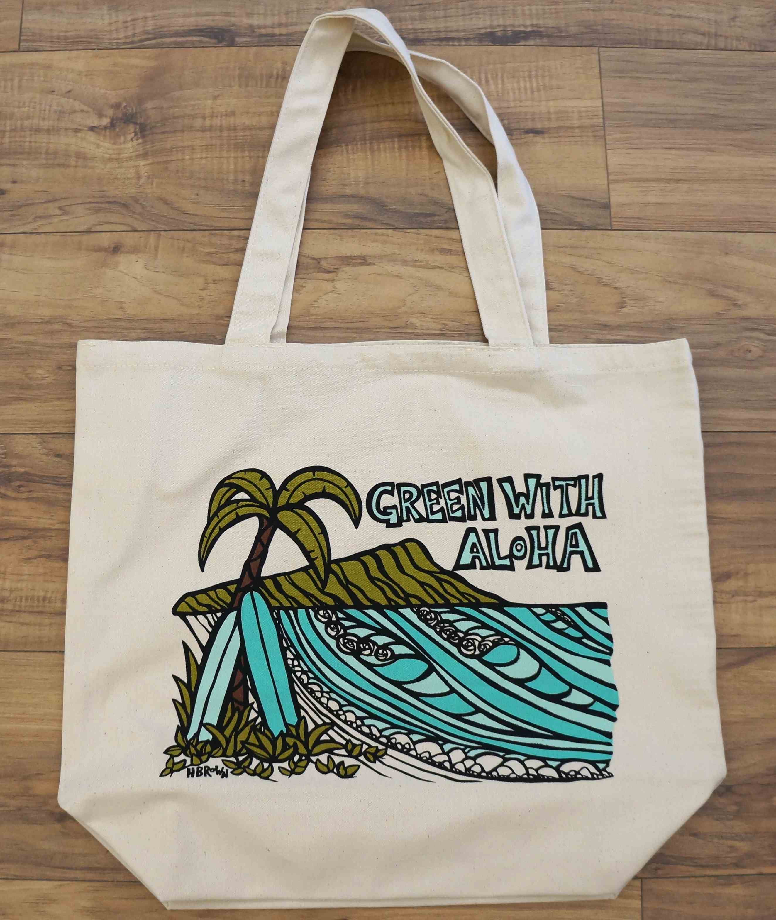Green With Aloha Diamond Head Tote Bag