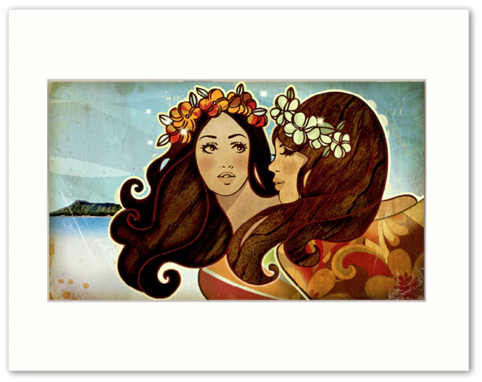 Hawaiian Girls Matted Print