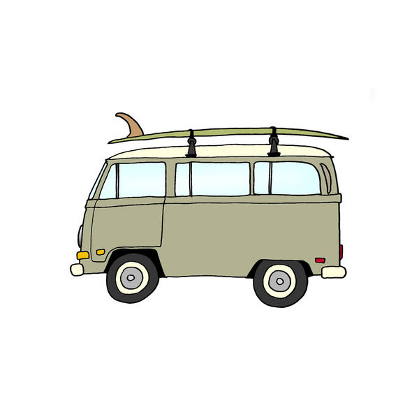 1968 VW Bus & 9'4 Almond Surf Thump