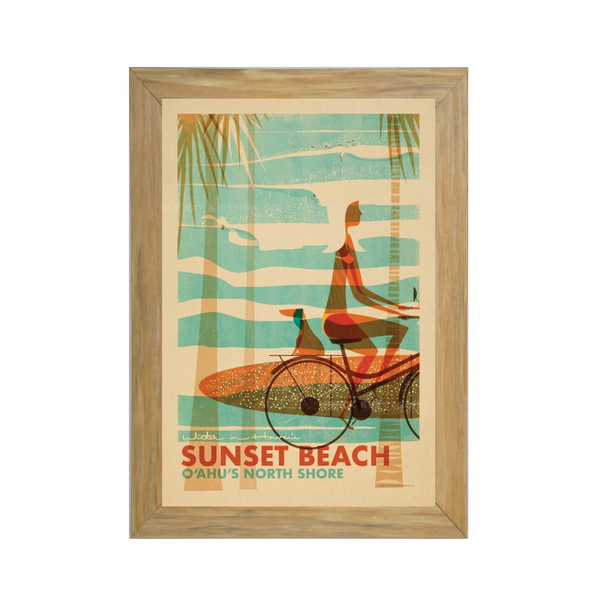 SUNSET BEACH BICYCLE Framed Print