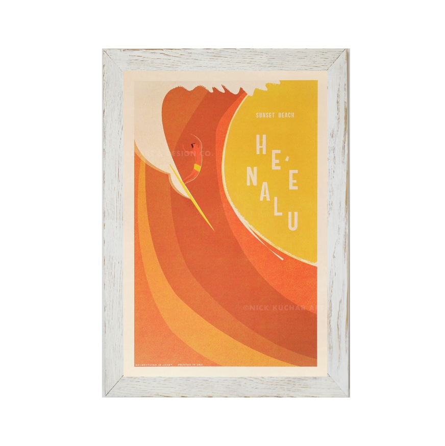 SUNSET BEACH HE'E NALU Framed Print