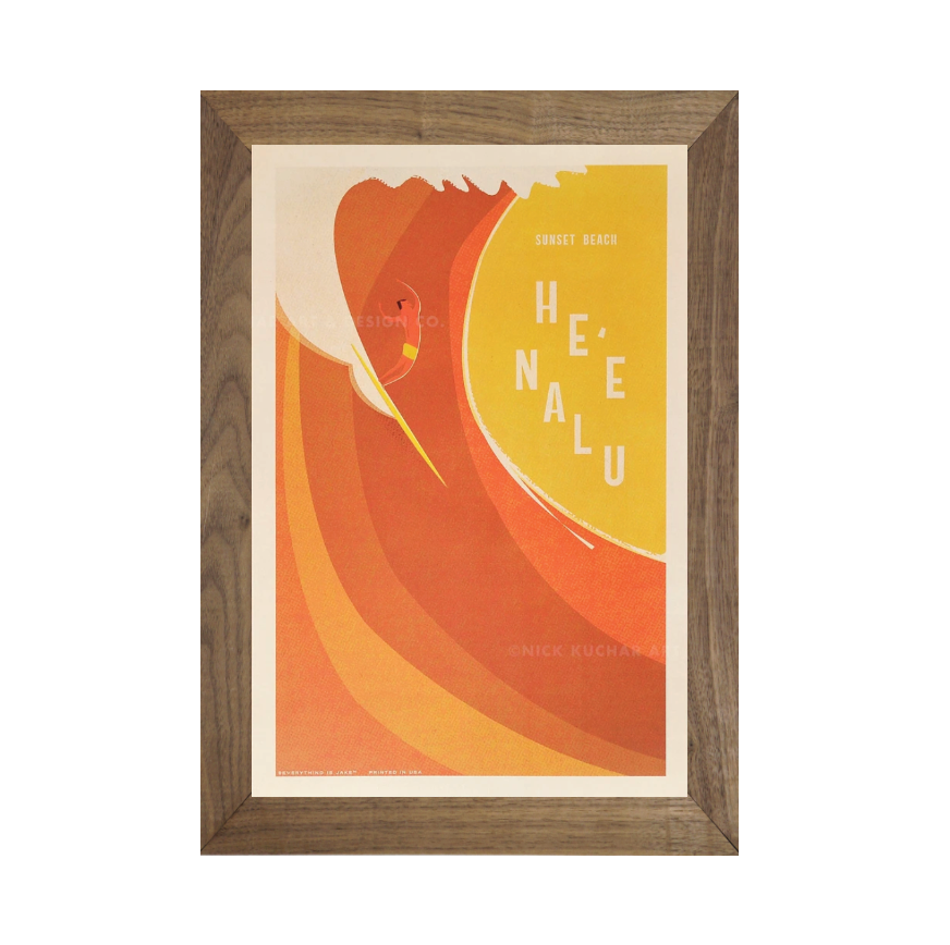 SUNSET BEACH HE'E NALU Framed Print