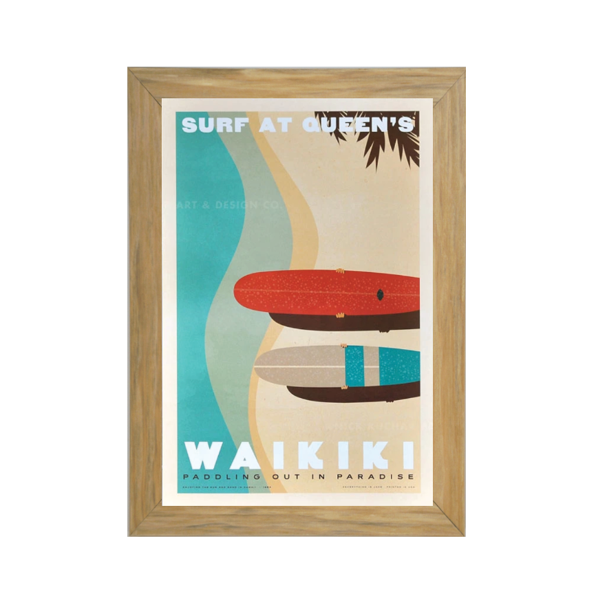 WAIKIKI SURF AT QUEEN'S Framed Print