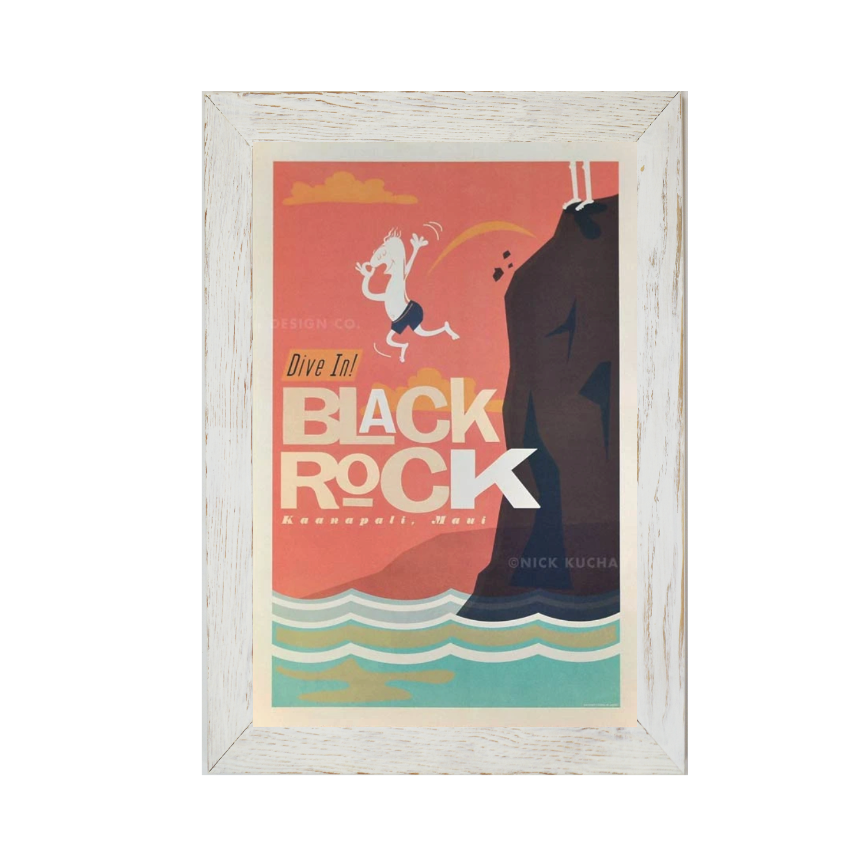 WEST MAUI BLACK ROCK Framed Print