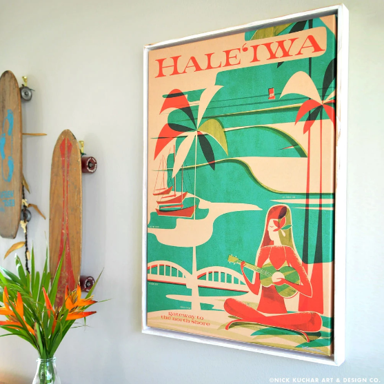 Haleiwa Wahine - Framed Canvas
