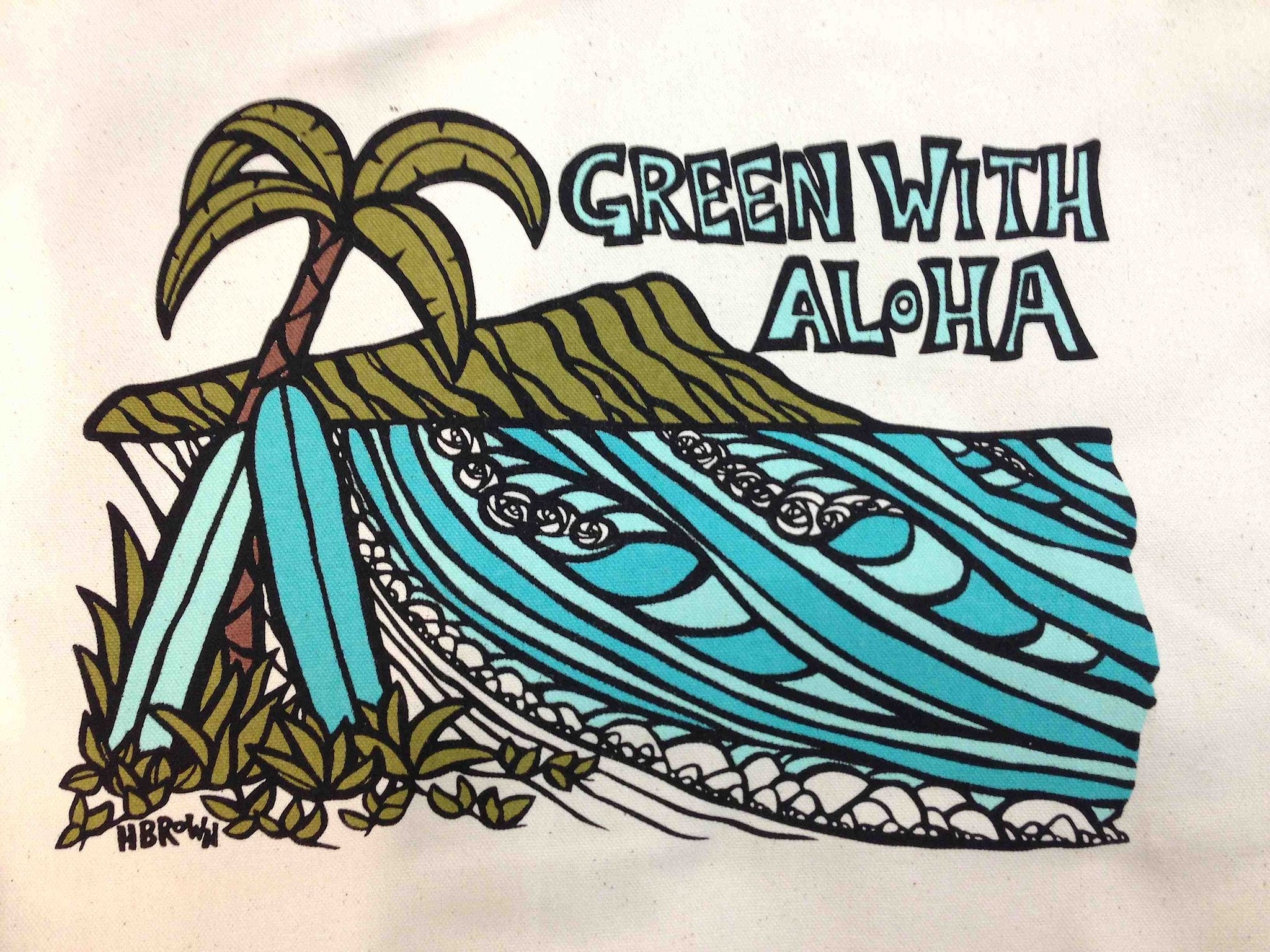 Green With Aloha Diamond Head Tote Bag